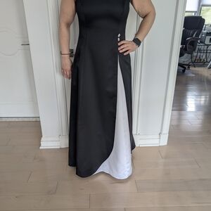 Betsy & Adam Black Maxi Dress with White Inner Panel